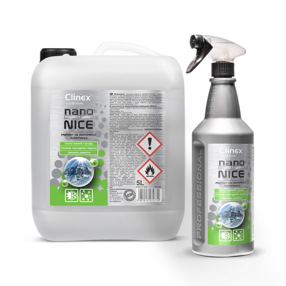 CLINEX NANO PROTECT SILVER NICE ( Καθαριστικό συστημάτων κλιματισμού και εξαερισμού 1L , 5L )
