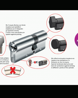 Domus Κύλινδρος Ασφαλείας Alfa 65mm (30-35) για Πόμολο από Μικρή Πλευρά Brass